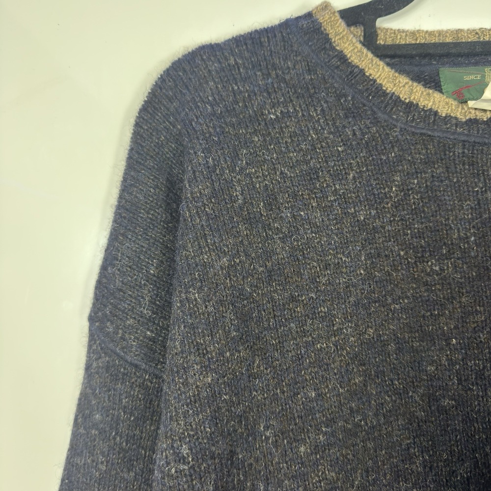 VTG Orvis Sweater Mens XL Blue Wool Crewneck Fisherman Knit Multicolor USA Made - Picture 4 of 8